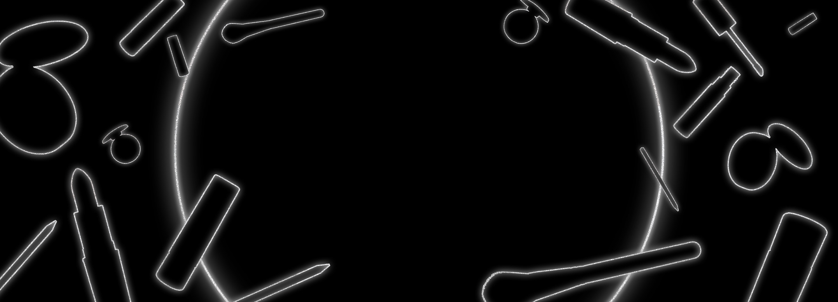 outline of MAC products on a black background