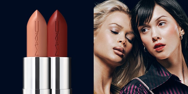 Two models wearing MACximal Satin lipstick