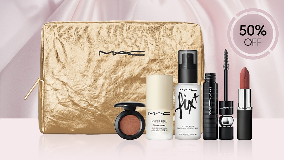 Best of MAC gift set on a light pink background