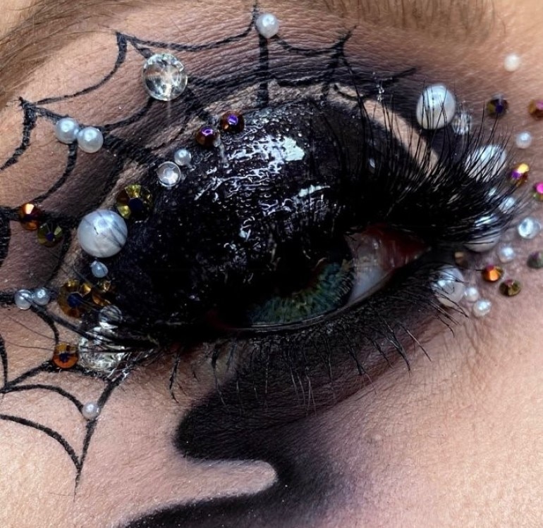 Glam Spun Glass Halloween Makeup Look